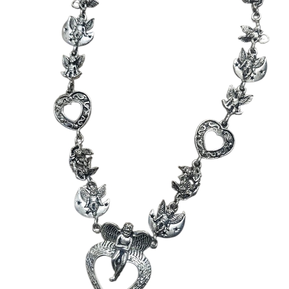 Silver Angel Heart Necklace - Picture 2 of 8